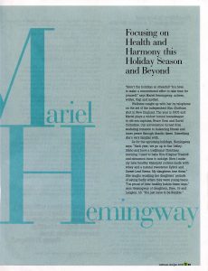 Mariel Hemingway: Living the Good Life from the Inside Out article page 1